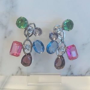 Vtg.  Marla Buck Multi colored Rhinestone Earrings
